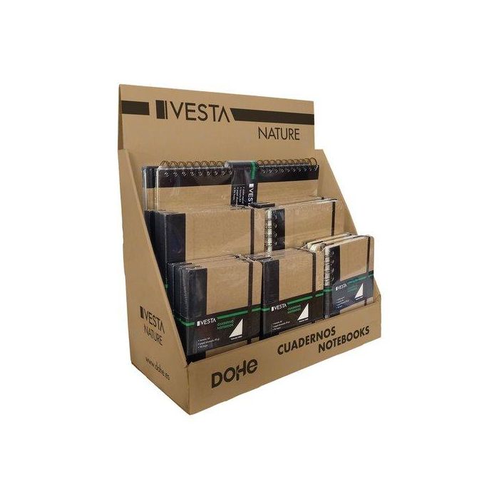 Bloc Vesta Nature Surtido Expositor De 19 1X 10637 Cartone A4 Liso 2X 10640 Cartone A5 Liso 2X 10639 Cartone A5 Cuadric. 2X 10638 Cartone A5 Horiz. 2X 10643 Cartone A6 Liso 2X 10642 Cartone A6 Cuadric. 2X 10641 Cartone A6 Horiz. 1X 10743 Wire-O A4 Liso 2X