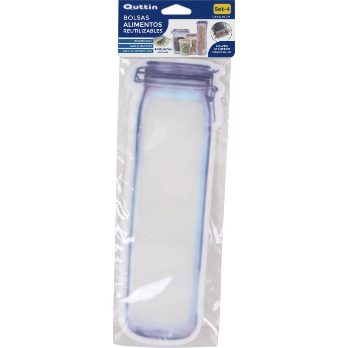 Set de 4 bolsas reutilizables para alimentos Quttin 10.5x32 cm (36 Cajas) 1 Set de 4 bolsas reutilizables para alimentos Quttin 10.5x32 cm (36 Cajas) 1