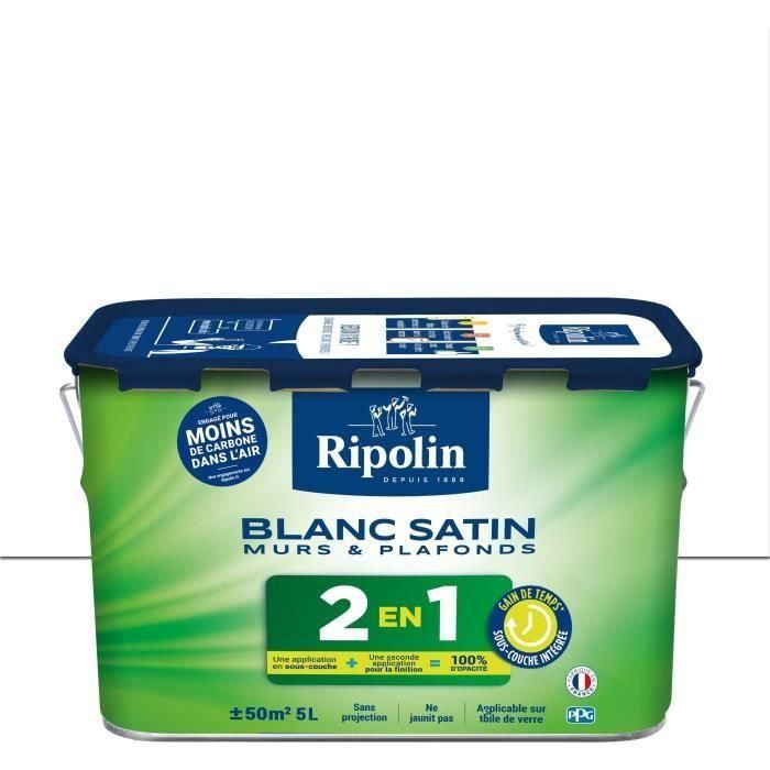 RIPOLIN - Pintura extrema para paredes y techos - Capa base integrada - Blanco satinado - 5 litros, 382322 1