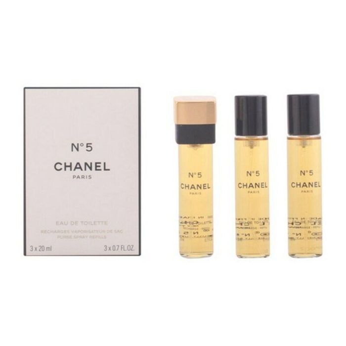 Chanel N° 5 Eau de Toilette Mujer, Recargas para Vaporizador de Bolso 3 x 20 ml (60 ml Total) - Perfume Floral Icónico