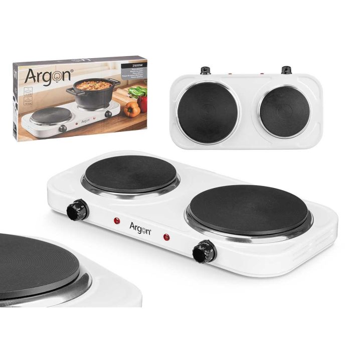 Hornillo Electrico Doble Blanco 2500W Argon 48X7CM (4 Unidades)