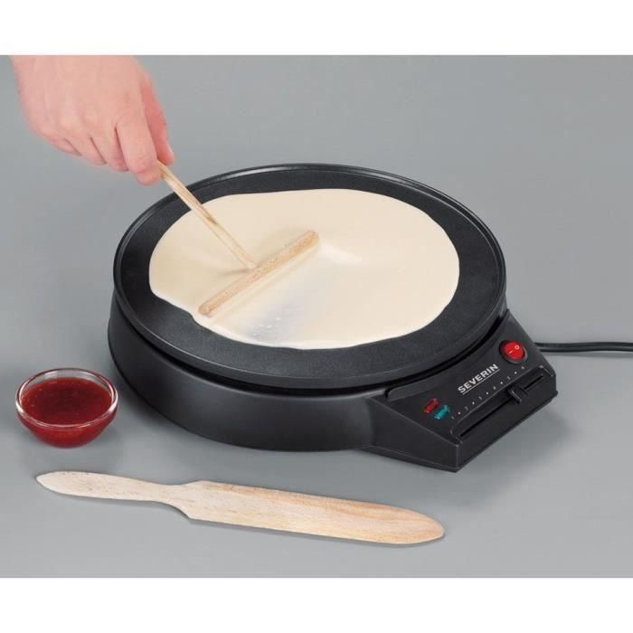 SEVERIN CM2198 - Crepiere diámetro 30cm 1000W - Termostato regulable - Incluye espátula para crepes y distribuidor de masa de madera - Negro 1 SEVERIN CM2198 - Crepiere diámetro 30cm 1000W - Termostato regulable - Incluye espátula para crepes y distribuidor de masa de madera - Negro 1