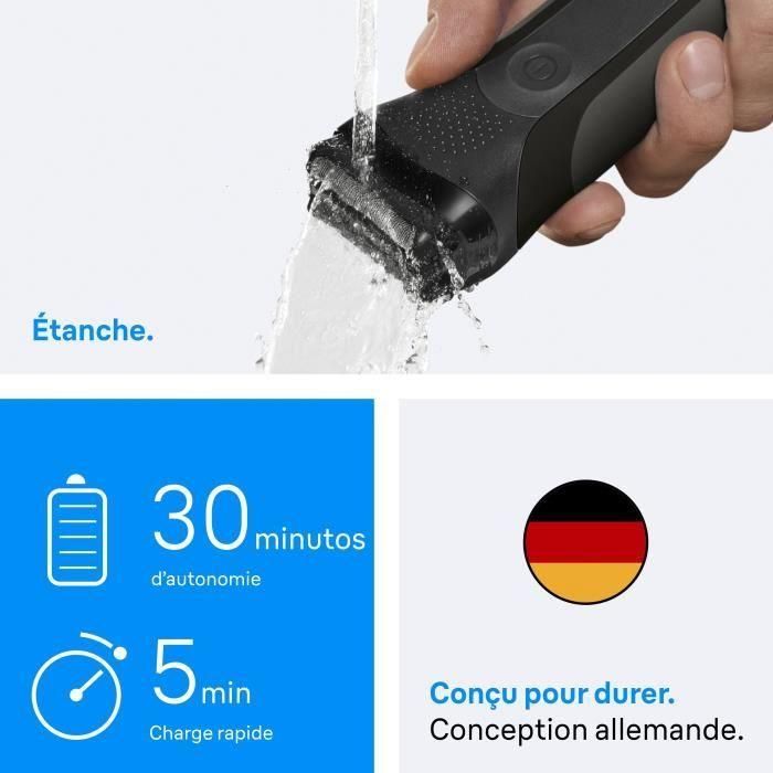 Afeitadora eléctrica BRAUN Serie 3 - Negra - Batería de 30 minutos de duración - Carga rápida en 5 minutos 0 Afeitadora eléctrica BRAUN Serie 3 - Negra - Batería de 30 minutos de duración - Carga rápida en 5 minutos 0