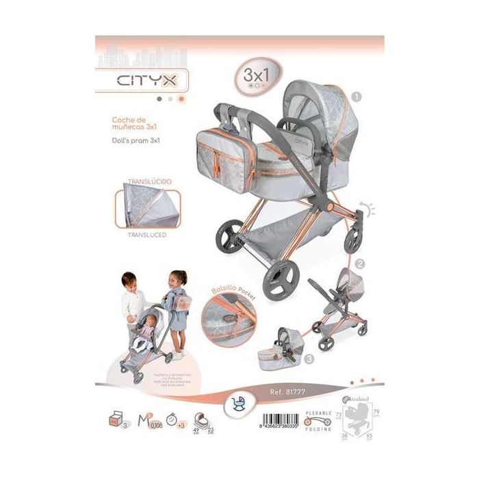 Coche de muñeca 3x1 plegable cityx para muñecas de hasta 50 cm 38x65x73 cm 11 Coche de muñeca 3x1 plegable cityx para muñecas de hasta 50 cm 38x65x73 cm 11