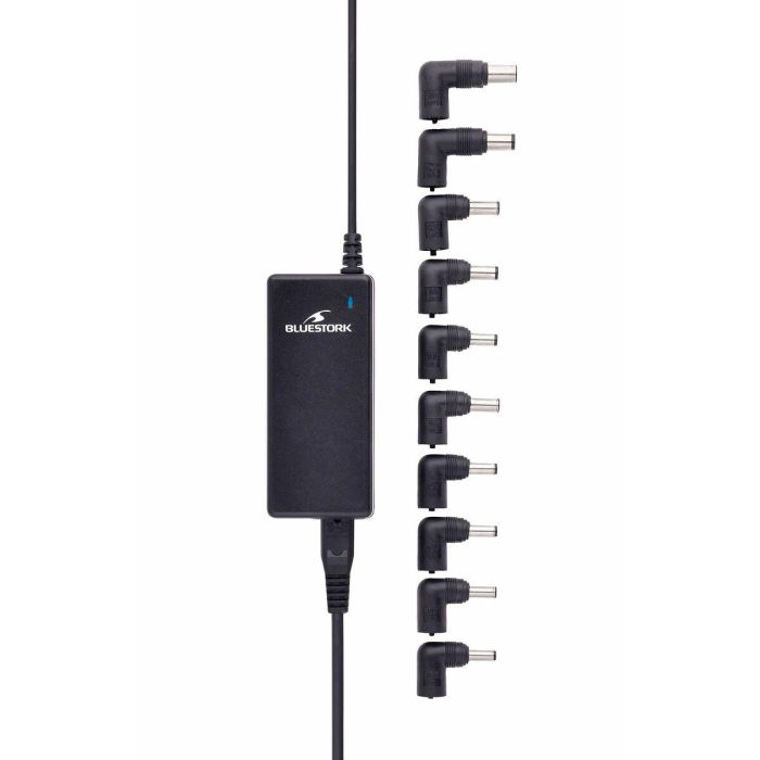 Bluestork Cargador Universal para Portátil 65W con 10 Puntas Intercambiables, 15V-20V, Automático y Protección Activa 4