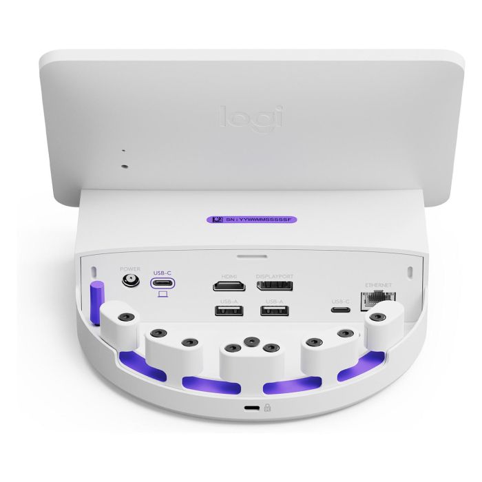 Logitech Logi Dock Flex Blanco, Estación Base Administrada con Bluetooth 5.0, Ethernet Gigabit, Wi-Fi 802.11ac y Pantalla de 8" 1280x800