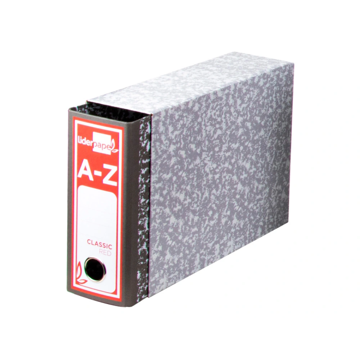 Liderpapel Classic Red Caja Archivador Cuarto Apaisado Gris Carton Entrecolado 75mm 80mm 3