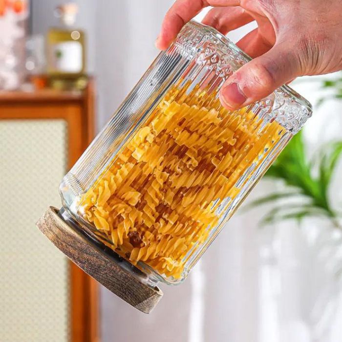 Tarro de vidrio cuad. con tapa de madera Lignes 1L - La Mediterranea (12 Unidades) 7 Tarro de vidrio cuad. con tapa de madera Lignes 1L - La Mediterranea (12 Unidades) 7
