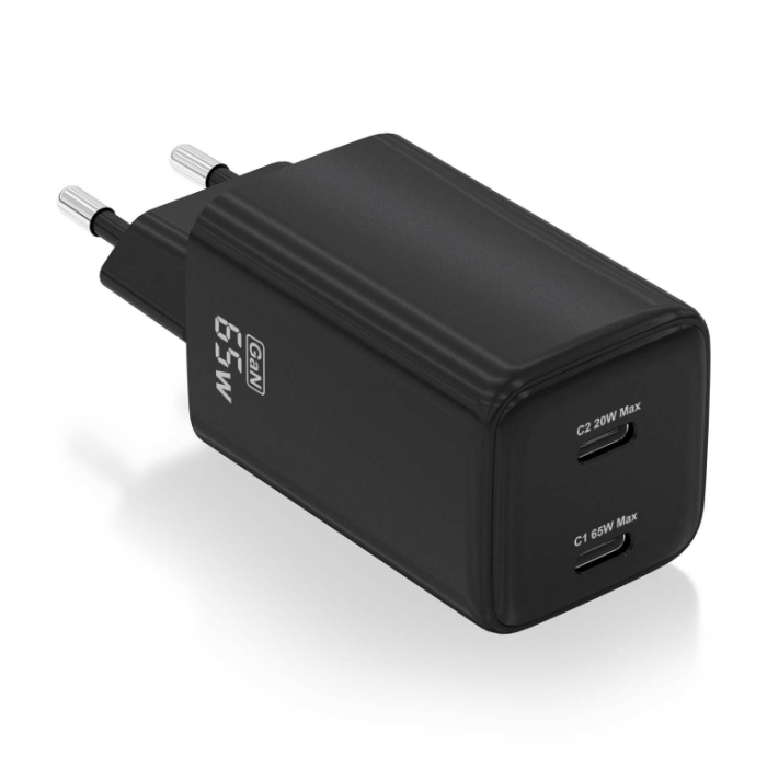 Cargador de Pared GaN Aisens ASCH-65W2P040-BK/ 2xUSB Tipo-C/ 65W Cargador de Pared GaN Aisens ASCH-65W2P040-BK/ 2xUSB Tipo-C/ 65W