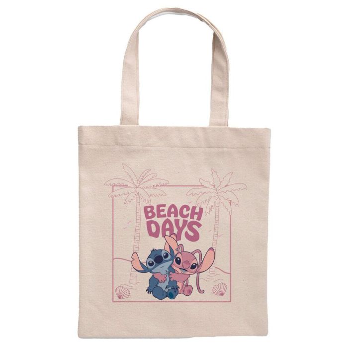Disney Angel & Stitch Bolsa Shopping Tote Bag de Algodón 41x37cm Beach Days 180 gsm