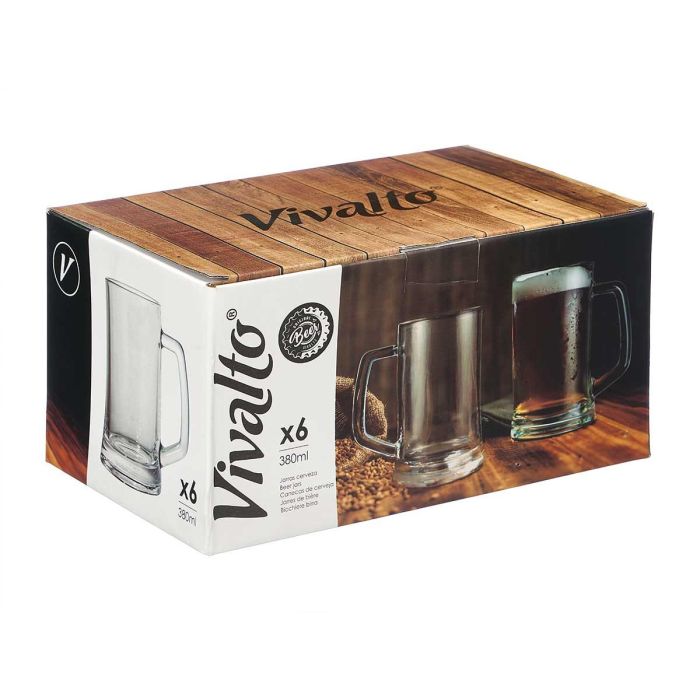 Jarra de Cerveza Vivalto 380 ml, Vidrio Transparente, 11.5x13.5x8.3 cm (24 Unidades) 2 Jarra de Cerveza Vivalto 380 ml, Vidrio Transparente, 11.5x13.5x8.3 cm (24 Unidades) 2