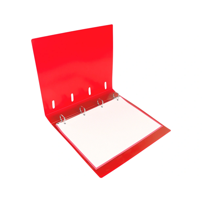 Liderpapel Carpeta con recambio A4 Cuadro 5mm 100 Hojas 80g Polipropileno 4 Anillas 40mm Rojo Translucido 4