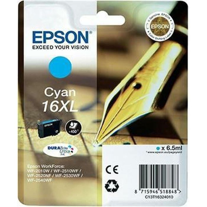 Cartucho de Tinta Original Epson DURABRITE ULTRA INK - Nº16XL Cian (10 Unidades) 1 Cartucho de Tinta Original Epson DURABRITE ULTRA INK - Nº16XL Cian (10 Unidades) 1