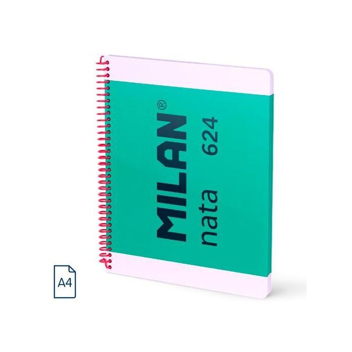 Milan Cuaderno Espiral A4 80H 95 gr 5x5 mm Tapa Dura Colección Nata® 624 Since 1918 Verde