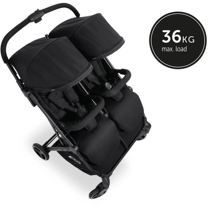 Hauck Cochecito Doble Swift X Duo Negro – Ultraligero, Compacto, Plegado con Una Mano, desde Nacimiento hasta 3 Años 1