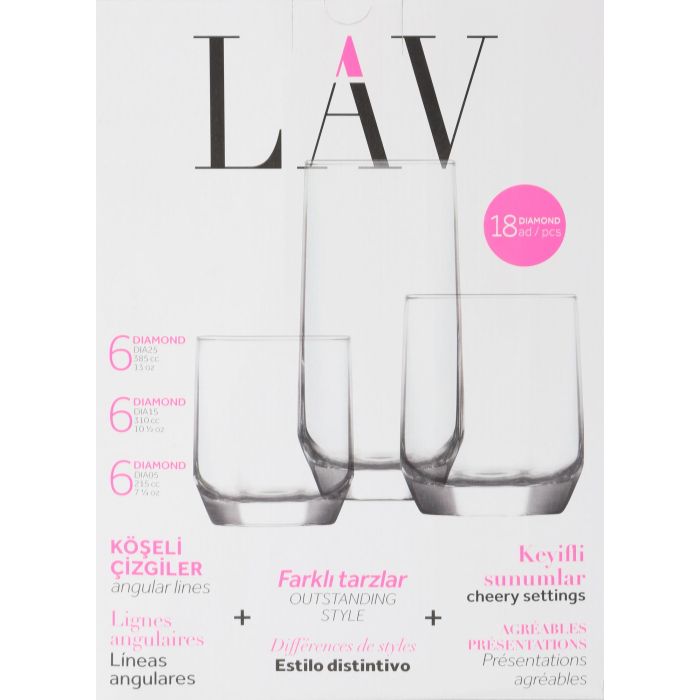 Set 18 Vasos Diamond 385/310/215 cc - LAV (2 Cajas) 1 Set 18 Vasos Diamond 385/310/215 cc - LAV (2 Cajas) 1