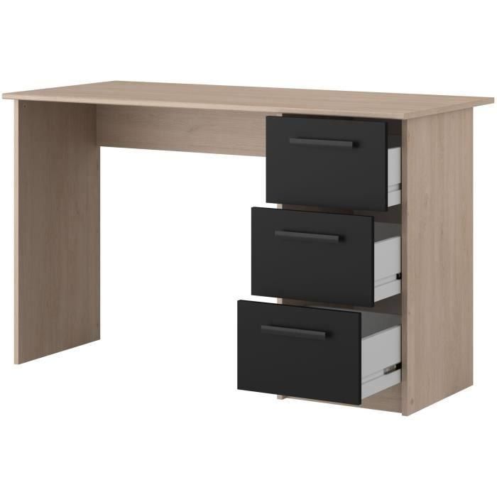 Parisot Right Office 3 Cajones - Decoración de Brooklyn Chene - L 121.4 x D 55 x H 74.5 cm - Esencial 4