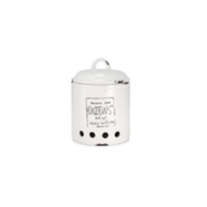 DKD Home Decor Bote de Cocina Decorativo para Almacenamiento de Cebollas, Recipiente de Dolomite Blanco 14x14x20 cm