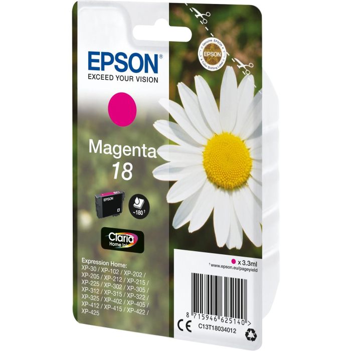 Epson Expression Home XP-102/205/305/405 Cartucho Magenta nº18 1 Epson Expression Home XP-102/205/305/405 Cartucho Magenta nº18 1