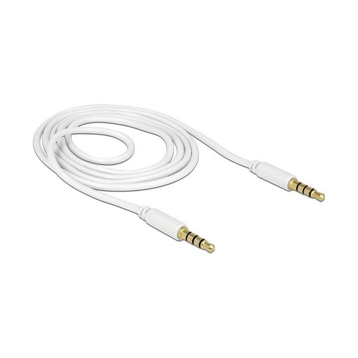 DeLOCK 83440 Cable Audio 3.5mm Macho a Macho 1m, Blanco, Conectores Chapados en Oro 1