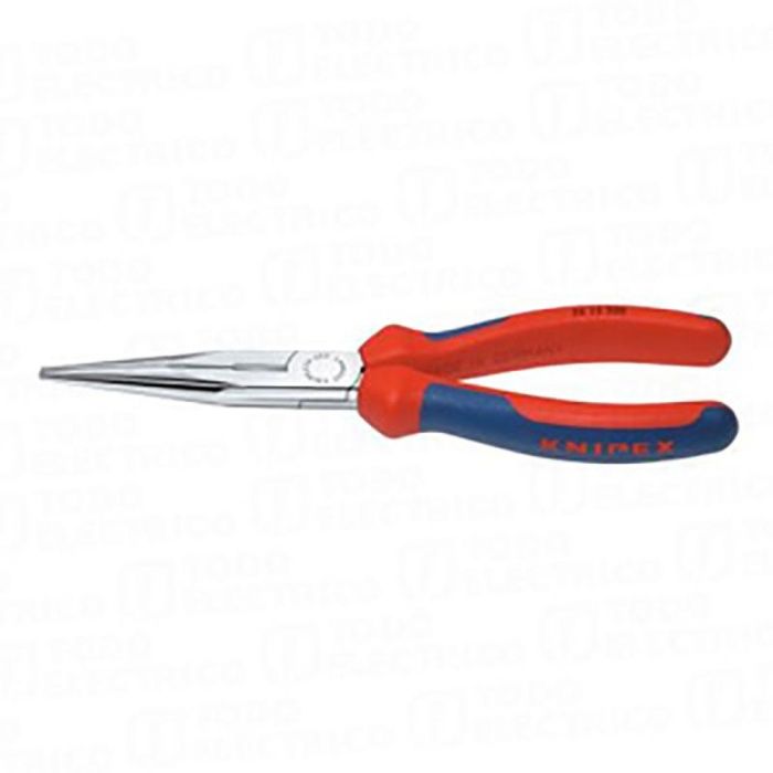 Knipex Alicates de boca cigüeña de punta larga, 200 mm, boca semi-redonda pulida, filo con bisel, fundas multicomponentes