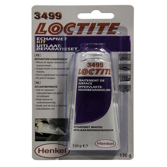 Loctite 3499 Kit de reparación de escape Echapnet - Sellador con cinta de fibra de vidrio, libre de asbesto, calentamiento rápido, Blanco 130g 1