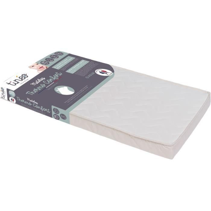 Colchón termo confort - 60 x 120 x 10 cm - Blanco - TINEO 2 Colchón termo confort - 60 x 120 x 10 cm - Blanco - TINEO 2