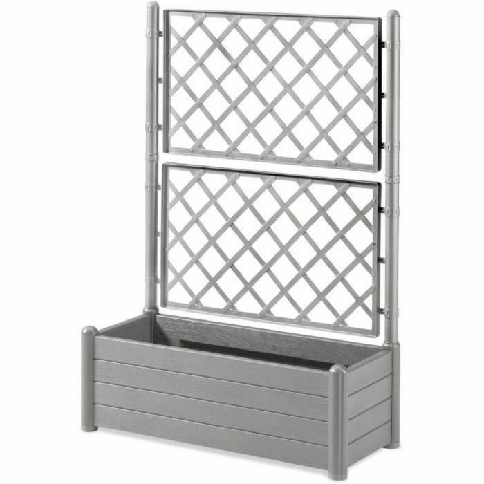 Stefanplast Jardinera Maceta Italia Rectangular con Rejilla para Flores y Plantas. Color Gris Piedra. Medidas 100x43x142 cm.