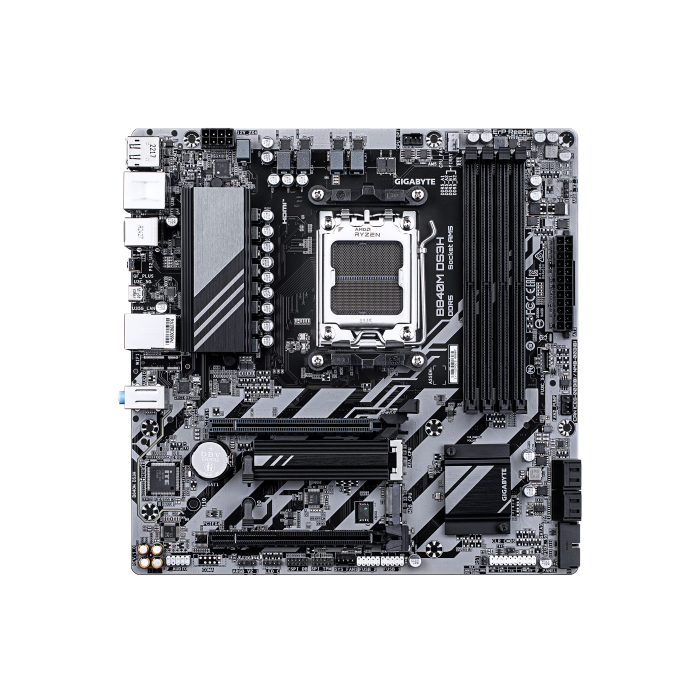 GIGABYTE B840M DS3H Placa base - Procesadores AMD Ryzen 9000, VRM de 8+2+2 fases, hasta 8200 MHz DDR5, 2xPCIe 4.0 M.2, LAN 2.5GbE, USB 3.2 Gen 1 1