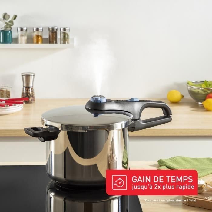 Tefal Olla a presión 6 L, Inducción, Acero inoxidable, 2 programas, Cocción al vapor, Made in France, Secure Trendy P2580700 3