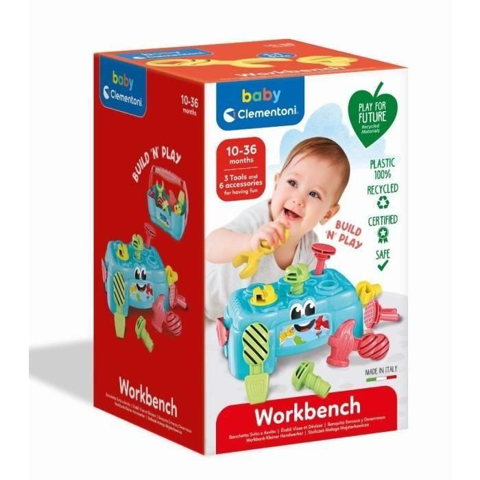 Baby Clementoni 17042 Banco de Trabajo con 3 herramientas (martillo, destornillador, llave inglesa) y 6 accesorios para niños +10 meses 2 Baby Clementoni 17042 Banco de Trabajo con 3 herramientas (martillo, destornillador, llave inglesa) y 6 accesorios para niños +10 meses 2