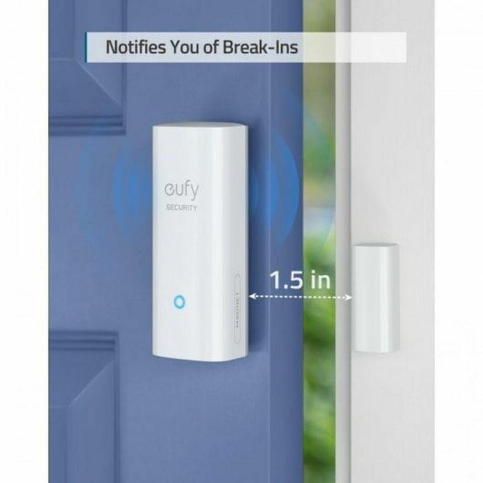 Eufy T89000D4 Sensor de Puerta y Ventana Inalámbrico Blanco, Alarma 100dB, Batería 2 Años, Compatible con HomeBase 18