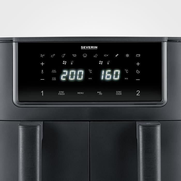 Severin AAATN60221 Freidora de aire de doble tanque de 8L y 2600W con 10 programas 2