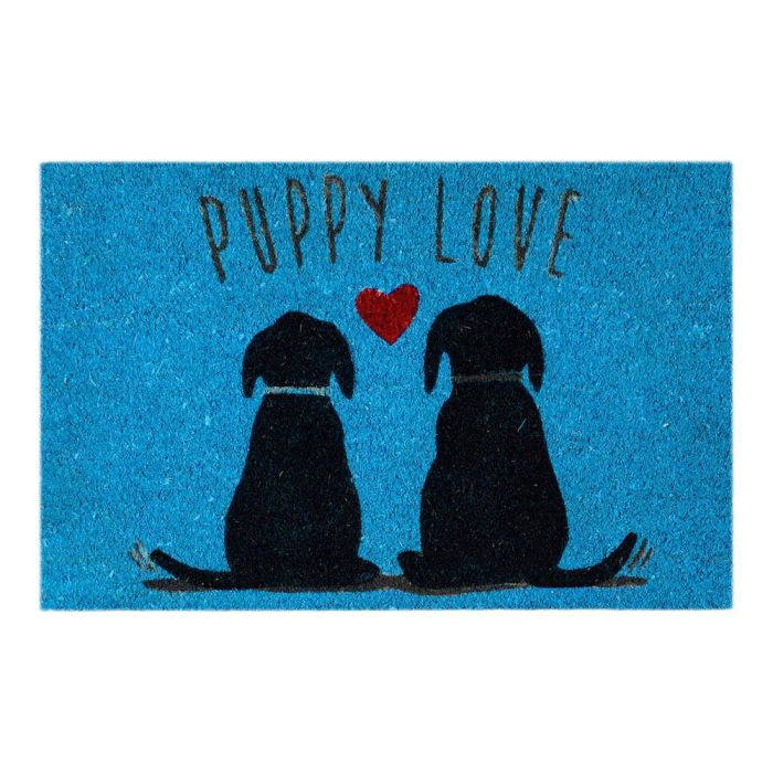 Edm Felpudo 60x40cm modelo perros, fibra de coco y pvc, diseño azul