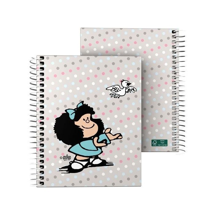 Grafoplás Cuaderno Espiral A6 100H 5x5 mm 70 gr 4 Bandas Color Tapa Dura Mafalda Bird Grafoplás Cuaderno Espiral A6 100H 5x5 mm 70 gr 4 Bandas Color Tapa Dura Mafalda Bird