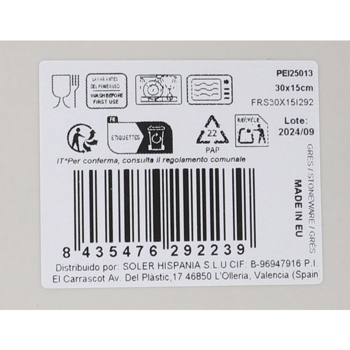 La Mediterranea Fuente Rectangular 30 cm x 15 cm "Peixe" Elite (18 Unidades) 1