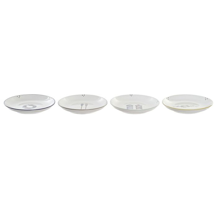DKD Home Decor Plato de Gres para Comida Estilo Mediterráneo Multicolor Blanco Ø 20 cm - Apto Microondas y Lavavajillas (6 Unidades) 2 DKD Home Decor Plato de Gres para Comida Estilo Mediterráneo Multicolor Blanco Ø 20 cm - Apto Microondas y Lavavajillas (6 Unidades) 2