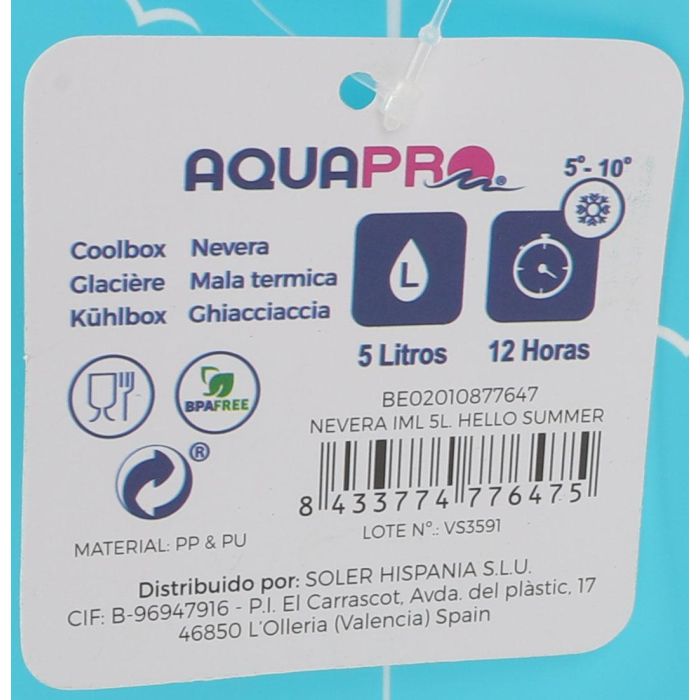 Nevera IML 5L Hello Summer Aquapro - Nevera portátil (6 Unidades) 3 Nevera IML 5L Hello Summer Aquapro - Nevera portátil (6 Unidades) 3