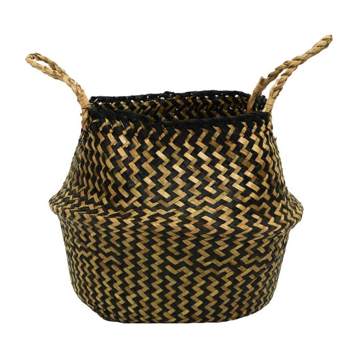 Home Deco Factory Juego De 3 Cestas Thai De Junco Bicolor Con Asas Grande: D.38 Cm; Mediana: D.32 Cm; Pequeña: D.20 Cm 4