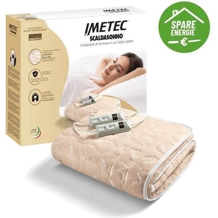 Cubrecolchón calefactable - Imetec - Calentador para cama de matrimonio 150 x 137 cm - 2 mandos con 2 temperaturas - Lavable 2