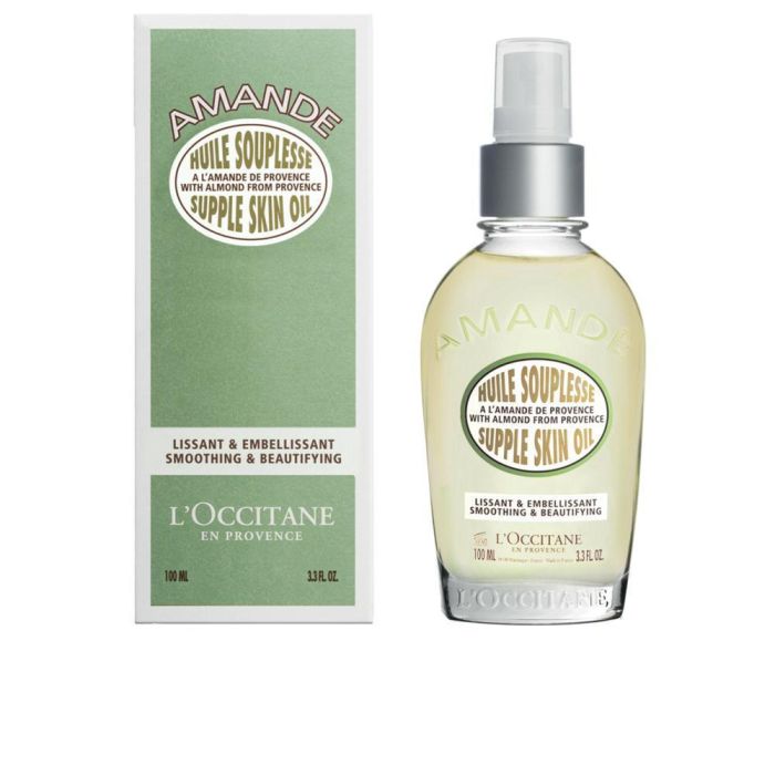L'Occitane En Provence Aceite Corporal de Almendra Flexibilidad, Hidratante Intenso 48h para Piel Suave, Tonificada y Firme 100 ml