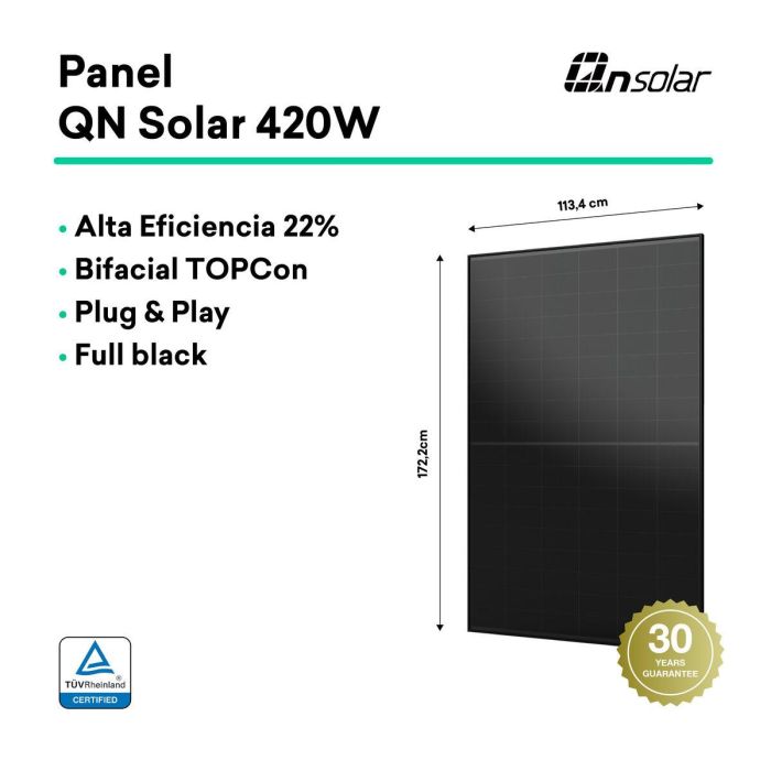 TORNASOL Kit solar autoinstalable 400W,panel solar panel rígido, bifacial, inclinación 60º 8