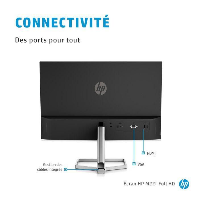 HP Monitor M22f 21.5" Full HD (FHD) IPS Antirreflectante, 5ms, 75Hz, AMD FreeSync, Low Blue Light, Negro/Plata 8