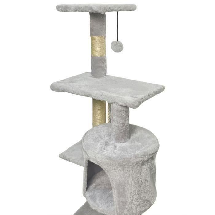 Paloma ALC10A Rascador para gatos gris, 40x40x114 cm, con 3 plataformas, 1 cuerda, 1 nicho y postes rascadores 4 Paloma ALC10A Rascador para gatos gris, 40x40x114 cm, con 3 plataformas, 1 cuerda, 1 nicho y postes rascadores 4