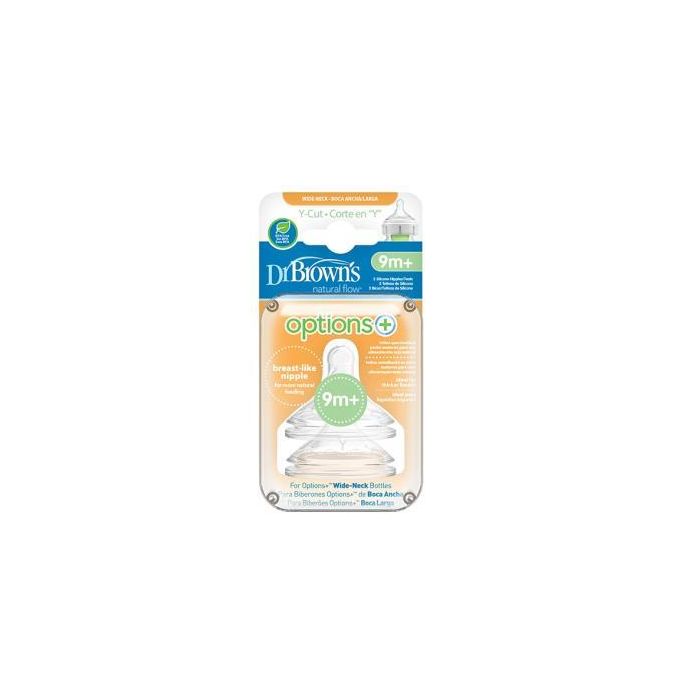 Dr. Brown's Tetina Options Boca Ancha Silicona Redonda Cereza +9 Meses 2 Unidades