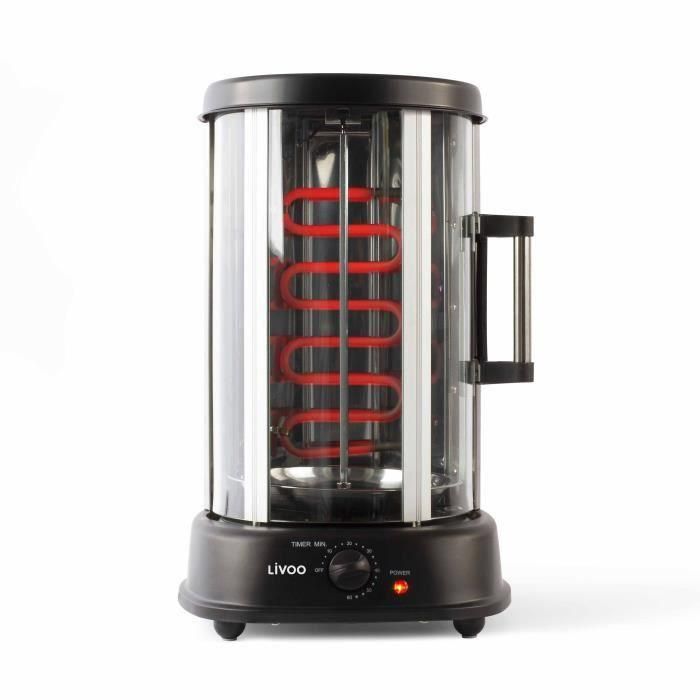 Livoo DOM323 Asador Kebab y Giroscopios para Aves y Carne, 21L 1500W Rotación 360°, 10 Brochetas, Negro Livoo DOM323 Asador Kebab y Giroscopios para Aves y Carne, 21L 1500W Rotación 360°, 10 Brochetas, Negro