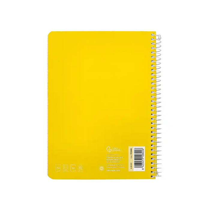 Liderpapel Cuaderno espiral Witty A5 tapa dura 80 hojas 90gr cuadro 4mm con margen color amarillo 2 Liderpapel Cuaderno espiral Witty A5 tapa dura 80 hojas 90gr cuadro 4mm con margen color amarillo 2