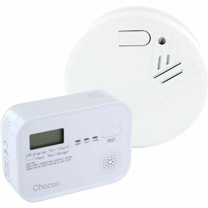 Chacon Pack Alarma Detección de Humo y Monóxido de Carbono (CO) con Sonido 85dB y Batería 2 Años
