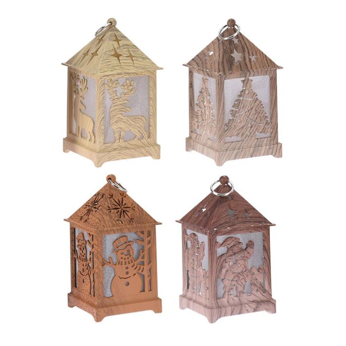Farol LED tallado efecto madera 6,5x6,5x12cm, luz cálida, plástico, interior IP20, modelos surtidos 1 Farol LED tallado efecto madera 6,5x6,5x12cm, luz cálida, plástico, interior IP20, modelos surtidos 1