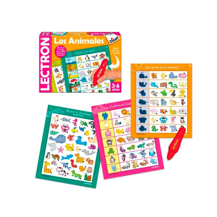 Diset Juego Lectron Lápiz Los Animales para +3 años, con Sonidos y Luces, Incluye Lápiz y Láminas 1